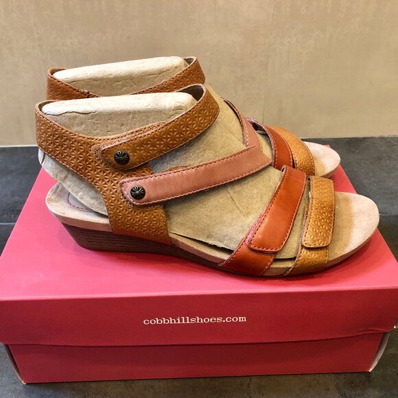 Rockport Cobb Hill Women’s Hollywood 4-strap Tan Wedge Sandals - Picture 6 of 8